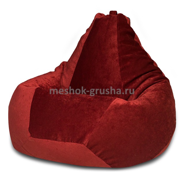 Кресло Мешок Груша Бордовый Микровельвет (XL, Классический)